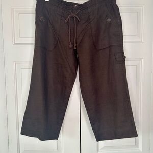 Juicy Couture Chocolate Linen Capri Pants with Tie Waist Size M